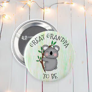 Underbar farfar som ska   Koala themed Baby Shower Knapp