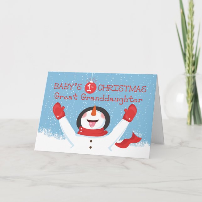 Underbar farmor Babys första jul Snögubbe Kort (Framsida)