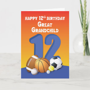 Underbar farmor, Boy 12:e Birthday Sports Bollar Kort