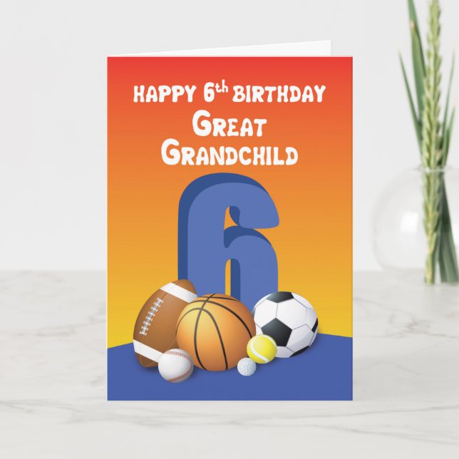 Underbar farmor, Boy 6e Birthday Sports Bollar Kort (Framsida)
