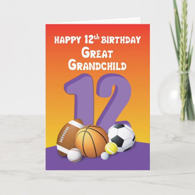 Underbar farmor, flicka 12:e Birthday Sports Bolla Kort (Framsida)