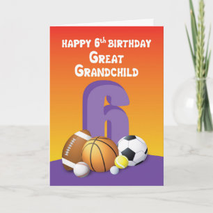 Underbar farmor, flicka 6e Birthday Sports Bollar Kort