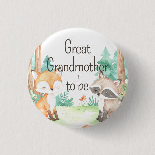 Underbar farmor i Cute Woodland Baby Shower Tema Knapp