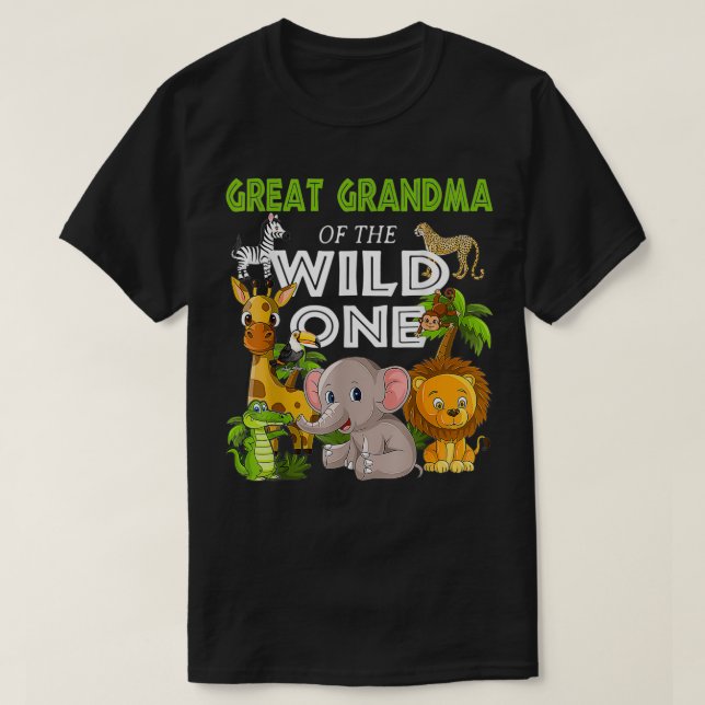 Underbar farmor i Vilden En zoo Birthday Safari T Shirt (Design framsida)