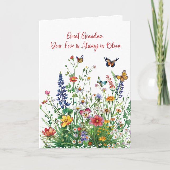 Underbar farmor Mors dag Kärlek i Bloom Wildblomma Kort (Framsida)