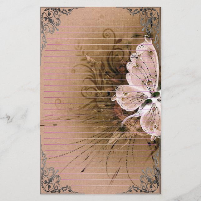 Underbar fjärilsPIXELkonst Brevpapper (Framsida)