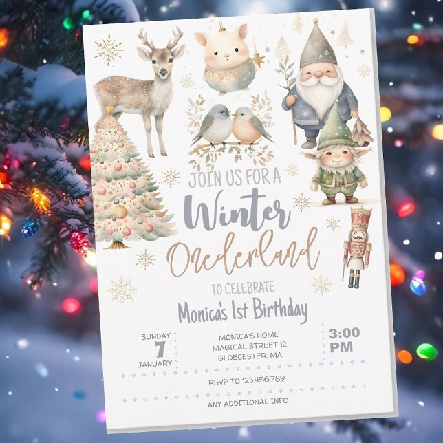 Underbar födelsedag i Winter onederland glitter Inbjudningar (Skapare uppladdad)