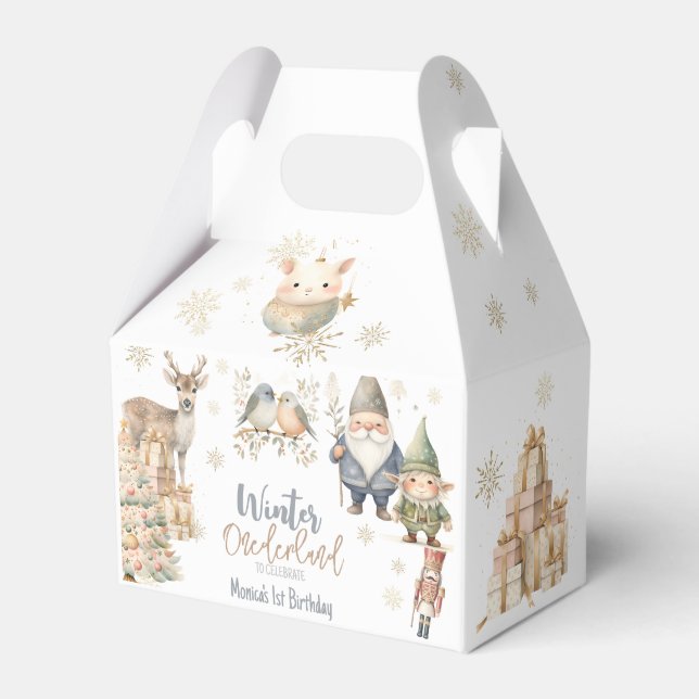 Underbar födelsedag i Winter onederland glitter Presentaskar (Framsidan Sidan)