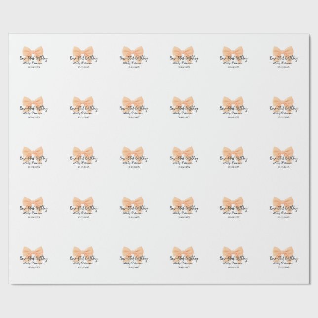 Underbar födelsedag orange rosett namn datum enkel presentpapper (Platt)