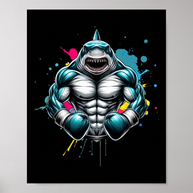Underbar för Boxer Shark Boxing Älskare för Boxing Poster (Framsidan)