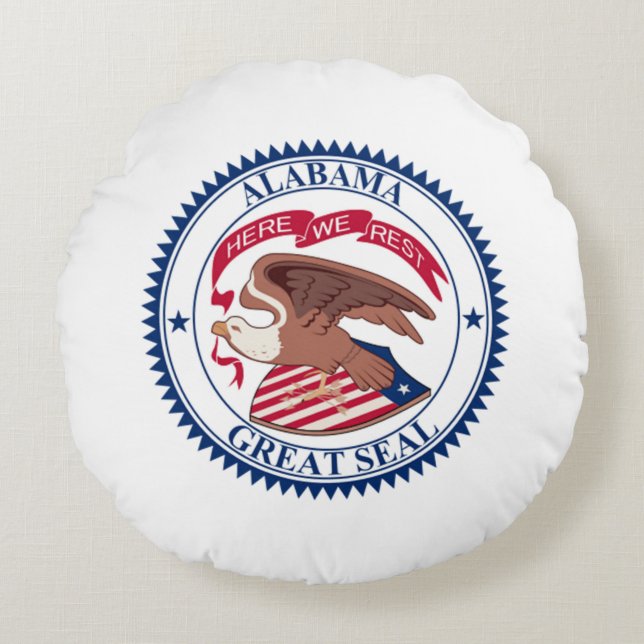 Underbar försegling av Alabama 1868 Rund Kudde (Framsidan)