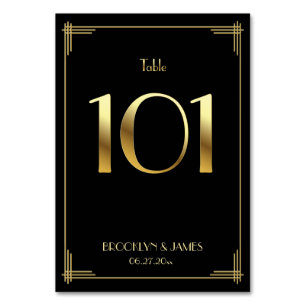 Underbar Gatsby Art Deco Bordsnummer 101 Guld Blac
