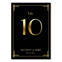 Underbar Gatsby Art Deco Bordsnummer 10 Guld Black