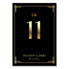 Underbar Gatsby Art Deco Bordsnummer 11 Guld Black