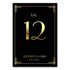 Underbar Gatsby Art Deco Bordsnummer 12 Guld Black