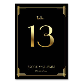 Underbar Gatsby Art Deco Bordsnummer 13 Guld Black