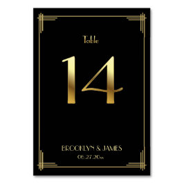Underbar Gatsby Art Deco Bordsnummer 14 Guld Black