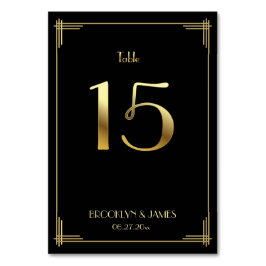 Underbar Gatsby Art Deco Bordsnummer 15 Guld Black