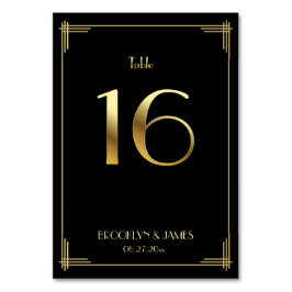 Underbar Gatsby Art Deco Bordsnummer 16 Guld Black