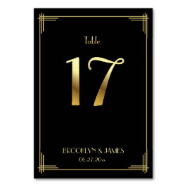 Underbar Gatsby Art Deco Bordsnummer 17 Guld Black