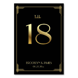 Underbar Gatsby Art Deco Bordsnummer 18 Guld Black