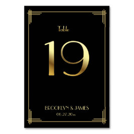 Underbar Gatsby Art Deco Bordsnummer 19 Guld Black