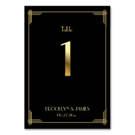 Underbar Gatsby Art Deco Bordsnummer 1 Guld Black