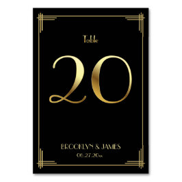 Underbar Gatsby Art Deco Bordsnummer 20 Guld Black
