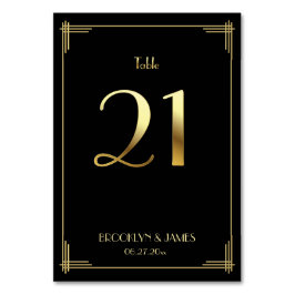 Underbar Gatsby Art Deco Bordsnummer 21 Guld Black