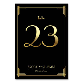 Underbar Gatsby Art Deco Bordsnummer 23 Guld Black