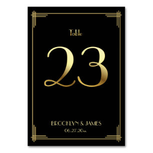Underbar Gatsby Art Deco Bordsnummer 23 Guld Black