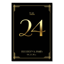 Underbar Gatsby Art Deco Bordsnummer 24 Guld Black