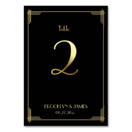 Underbar Gatsby Art Deco Bordsnummer 2 Guld Black
