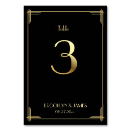 Underbar Gatsby Art Deco Bordsnummer 3 Guld Black