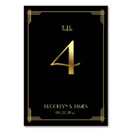 Underbar Gatsby Art Deco Bordsnummer 4 Guld Black