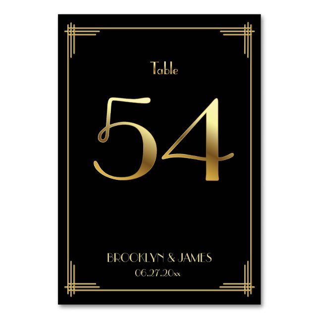 Underbar Gatsby Art Deco Bordsnummer 54 Guld Black (Framsidan)