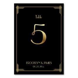 Underbar Gatsby Art Deco Bordsnummer 5 Guld Black