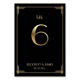 Underbar Gatsby Art Deco Bordsnummer 6 Guld Black