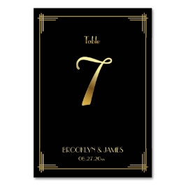 Underbar Gatsby Art Deco Bordsnummer 7 Guld Black