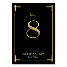 Underbar Gatsby Art Deco Bordsnummer 8 Guld Black