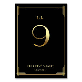 Underbar Gatsby Art Deco Bordsnummer 9 Guld Black