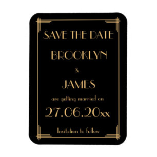 Underbar Gatsby Art Deco Bröllop spara datum Magne Magnet