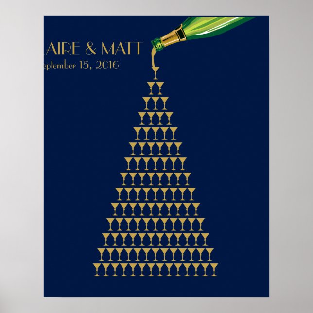 Underbar Gatsby Art Deco bröllop undertecknar gäst Poster (Framsidan)