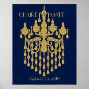 Underbar Gatsby Art Deco bröllop undertecknar gäst Poster