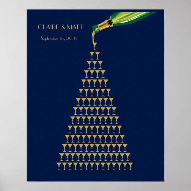 Underbar Gatsby Art Deco bröllop undertecknar gäst Poster (Framsidan)