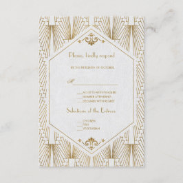 Underbar Gatsby Art Deco Guld White Bröllop OSA Kort