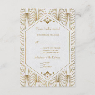 Underbar Gatsby Art Deco Guld White Bröllop OSA Kort