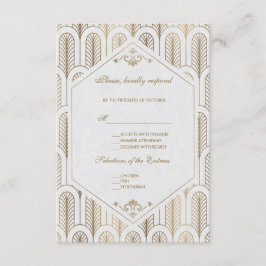 Underbar Gatsby Art Deco Guld White Bröllop OSA Kort