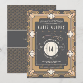 Underbar Gatsby Art Deco-Möhippa Inbjudningar