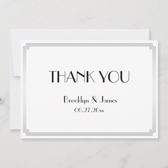 Underbar Gatsby Art Deco Silver Bröllop Tack (Framsida)